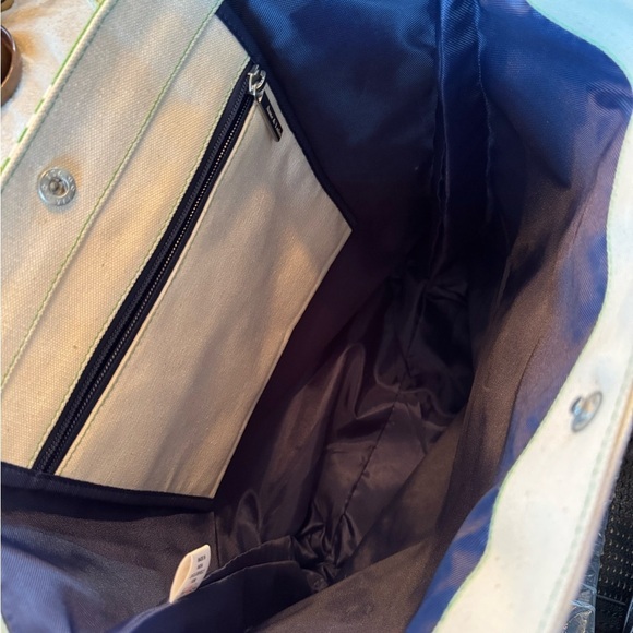 Ame & Lulu Beige And Green Canvas Tote Bag - Picture 4 of 4